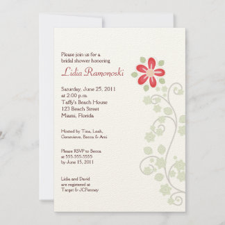 Vigne à fleurs rouges 5x7 Invitation Fête des mari