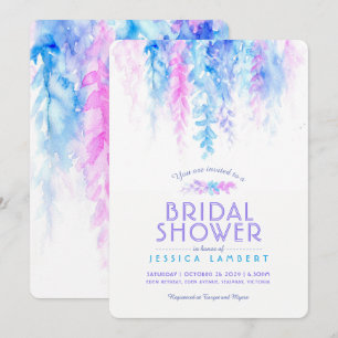 Vigne d'aquarelle bleu violet invitations de douch