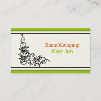 Vigne fleurie noir vert orange carte de visite