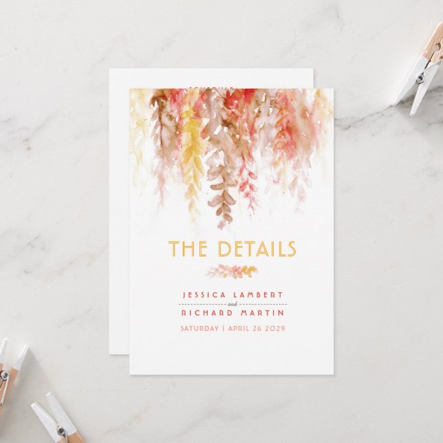 Vignes automnales Informations sur le mariage (Devant/Arrière en situation)