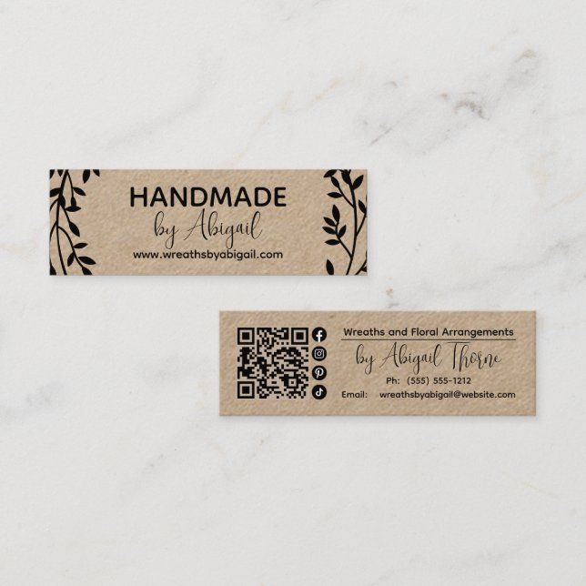 Vignes de couronnes faites main | Carte de visite  (Devant / Derrière)