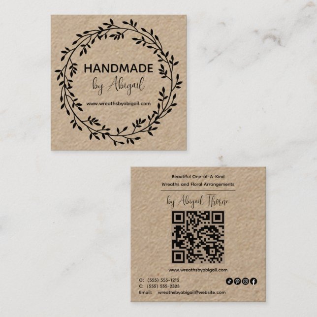 Vignes de couronnes faites main | Carte de visite  (Devant / Derrière)
