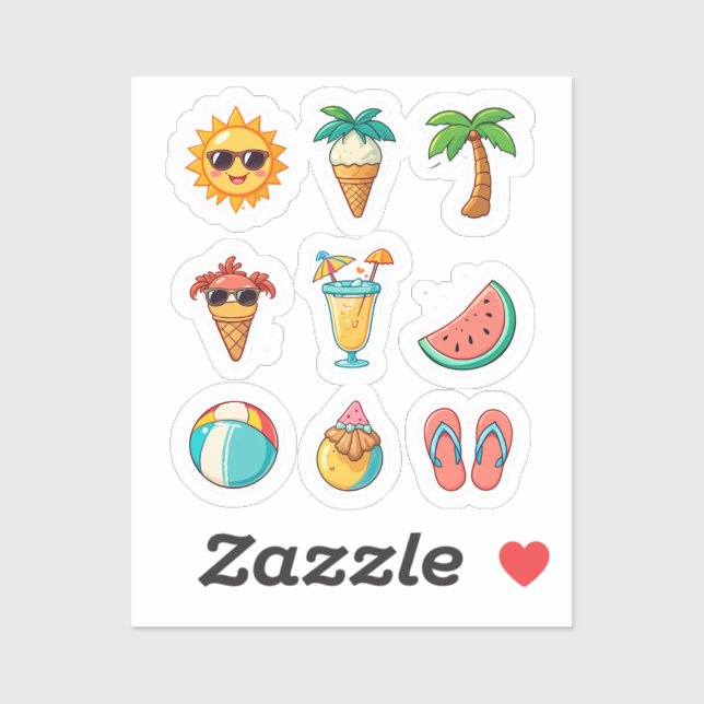 vignettes d'été sticker vinyle, vacances tropicale (Feuille)