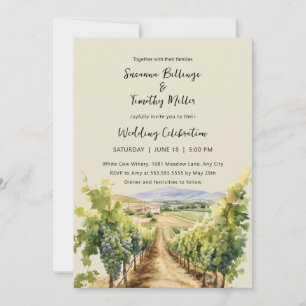 Vignoble aquarelle avec faire-part de mariage RSVP