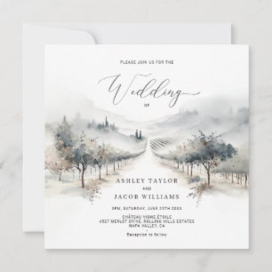 Vignoble Aquarelle Mariage Invitations