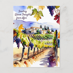 Vignoble aquarelle penser à votre carte postale