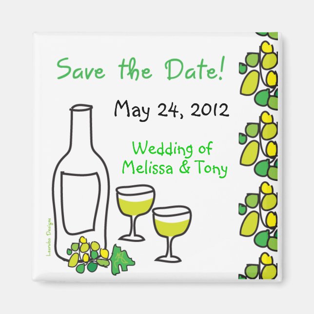Vignoble blanc Mariage Sauvez la date Magnet (Devant)