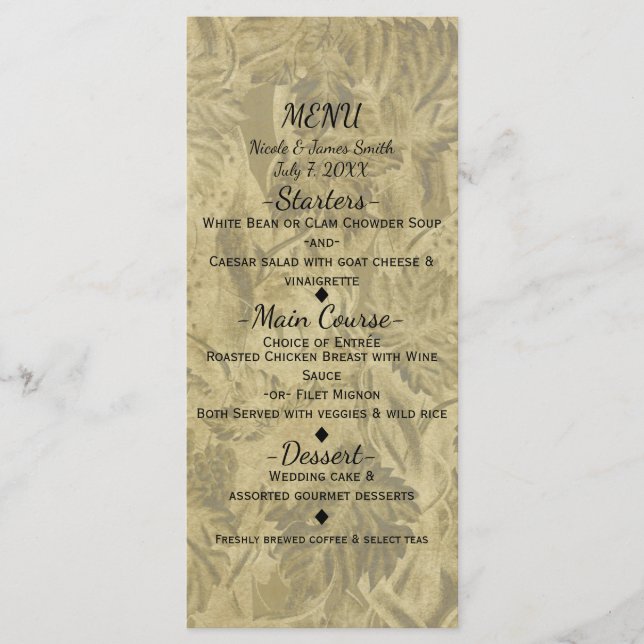 Vignoble de raisins Menu de mariage élégant de la  (Devant)