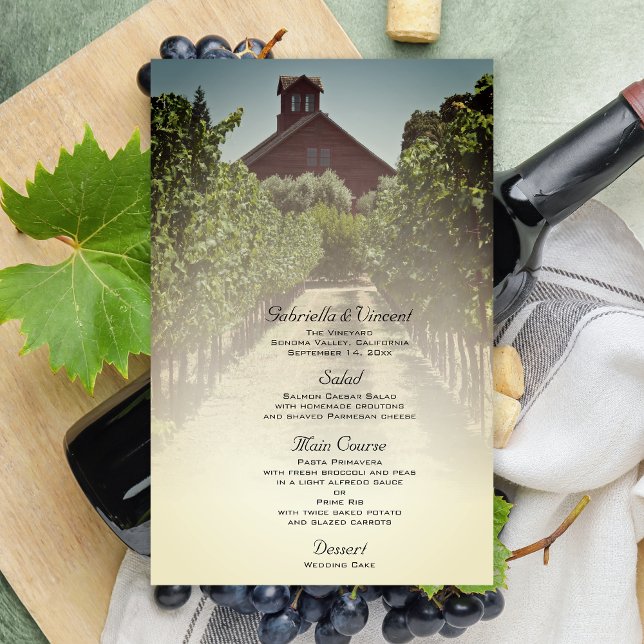 Vignoble et Rustique Rouge Barne Mariage Menu (Créateur téléchargé)