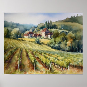 Vignoble français Paysage Art Imprimer Poster