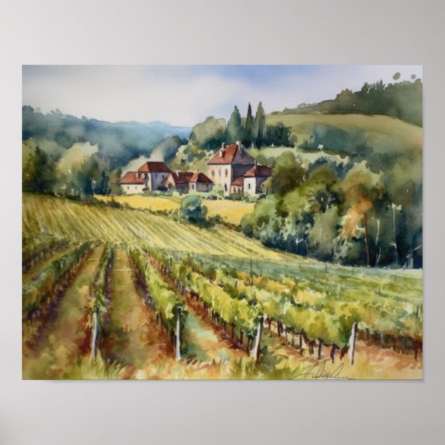 Vignoble français Paysage Art Imprimer Poster (Devant)