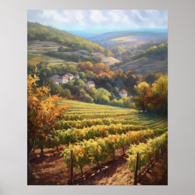 Vignoble français Paysage Art Imprimer Poster (Devant)