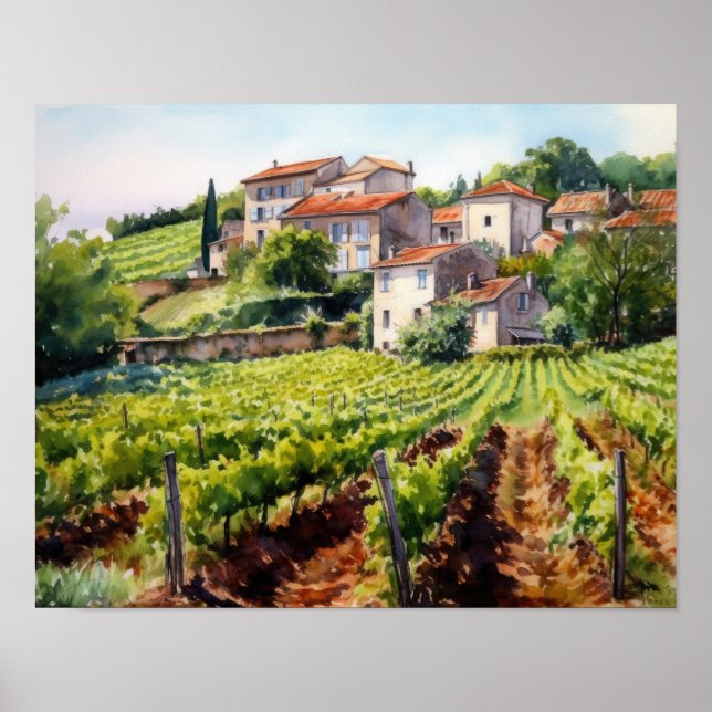 Vignoble français Paysage Art Imprimer Poster (Devant)