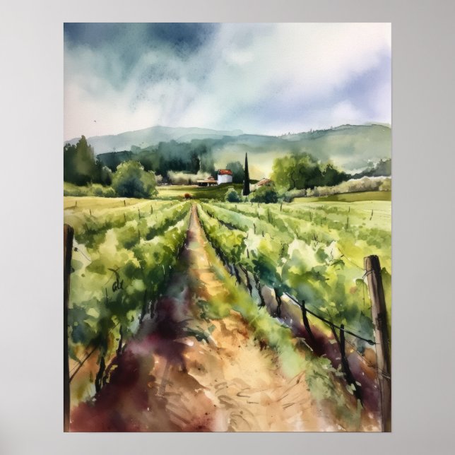 Vignoble français Paysage Art Imprimer Poster (Devant)