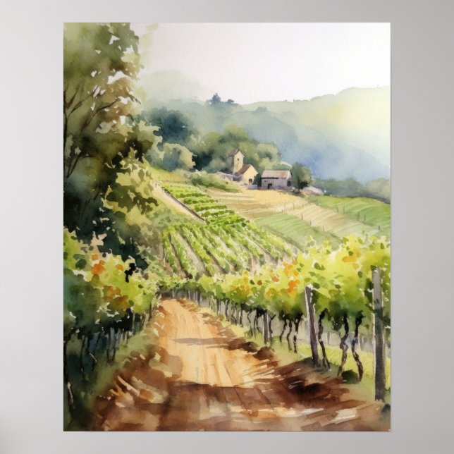 Vignoble français Paysage Art Imprimer Poster (Devant)