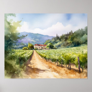Vignoble français Paysage Art Imprimer Poster