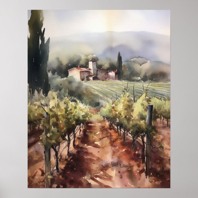 Vignoble français Paysage Art Imprimer Poster (Devant)