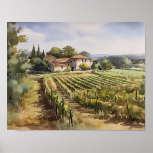 Vignoble français Paysage Art Imprimer Poster