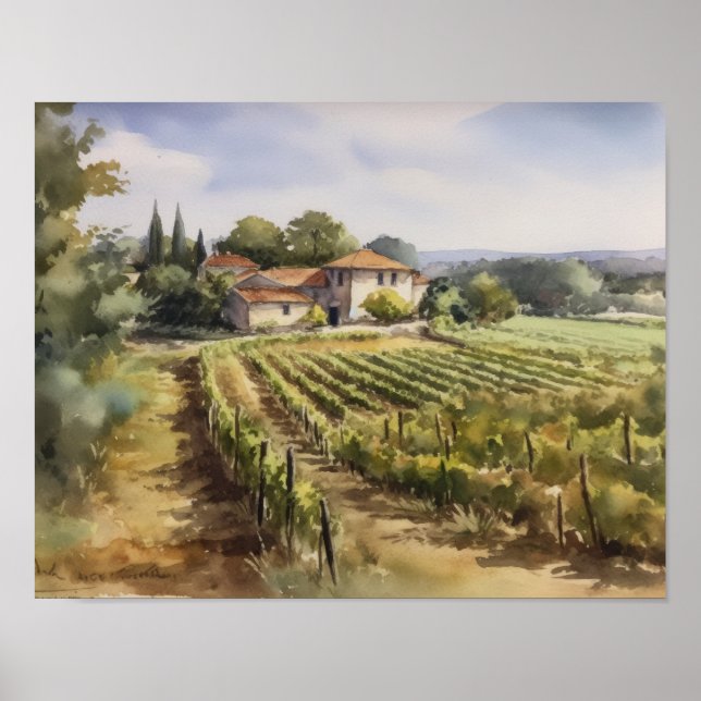 Vignoble français Paysage Art Imprimer Poster (Devant)