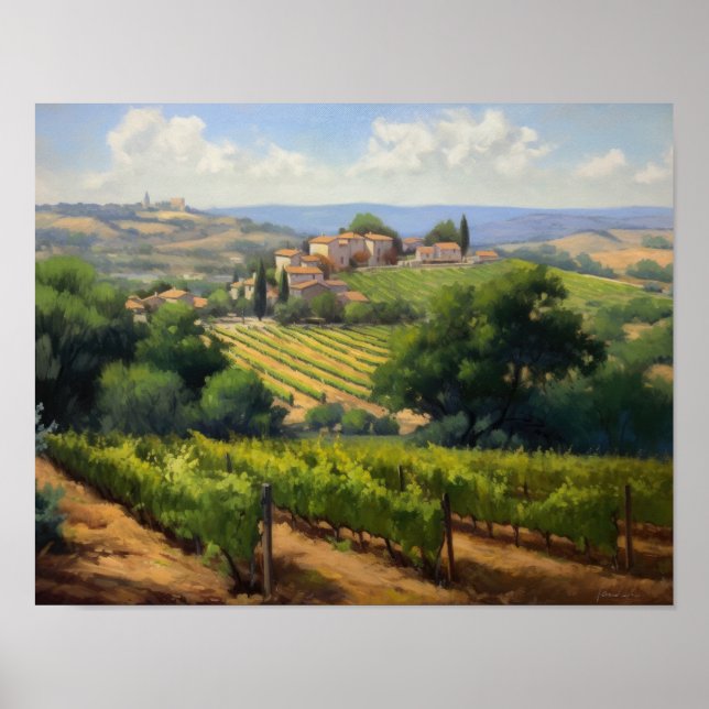 Vignoble français Paysage Art Imprimer Poster (Devant)