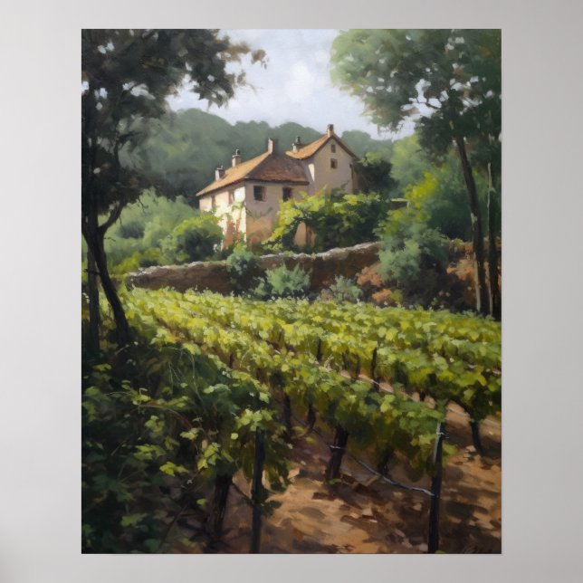 Vignoble français Paysage Art Imprimer Poster (Devant)
