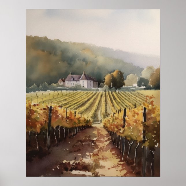 Vignoble français Paysage Art Imprimer Poster (Devant)