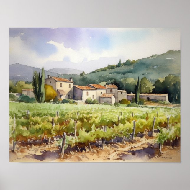 Vignoble français Paysage Art Imprimer Poster (Devant)