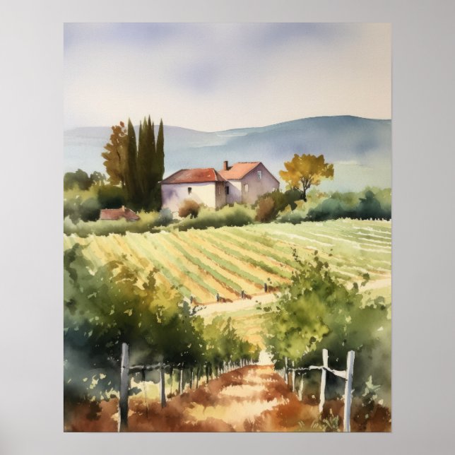 Vignoble français Paysage Art Imprimer Poster (Devant)