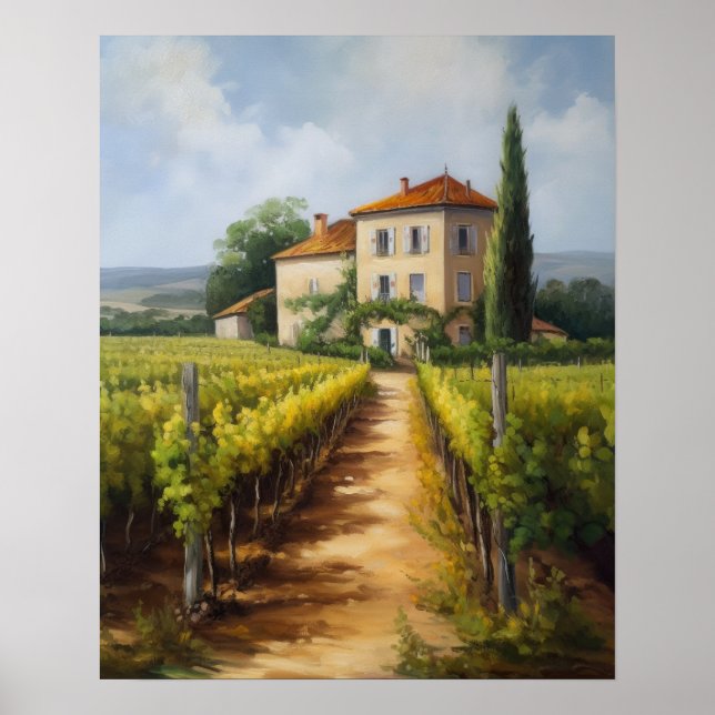 Vignoble français Paysage Art Imprimer Poster (Devant)
