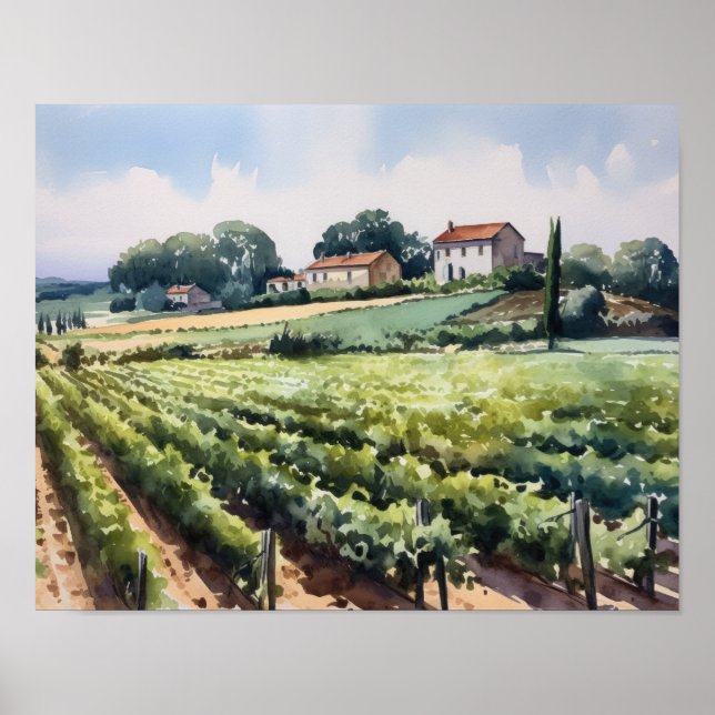 Vignoble français Paysage Art Imprimer Poster (Devant)