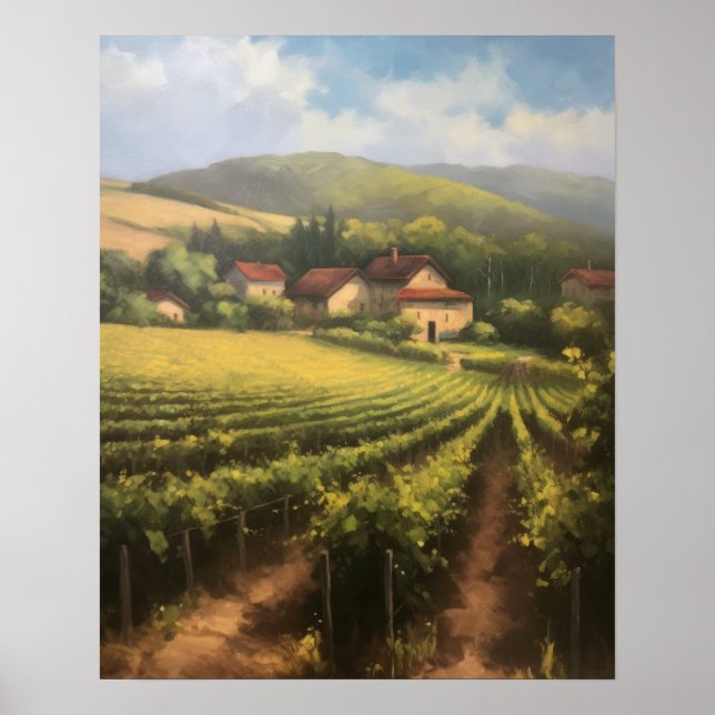 Vignoble français Paysage Art Imprimer Poster (Devant)
