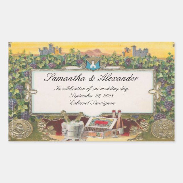 Vignoble Mariage Personnalisé Étiquettes bouteille (Devant)