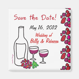 Vignoble rouge Mariage Sauvez la date Magnet