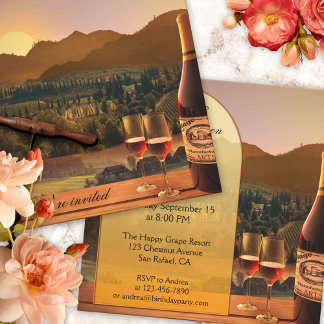 Vignoble thème vin Adulte Anniversaire Invitation