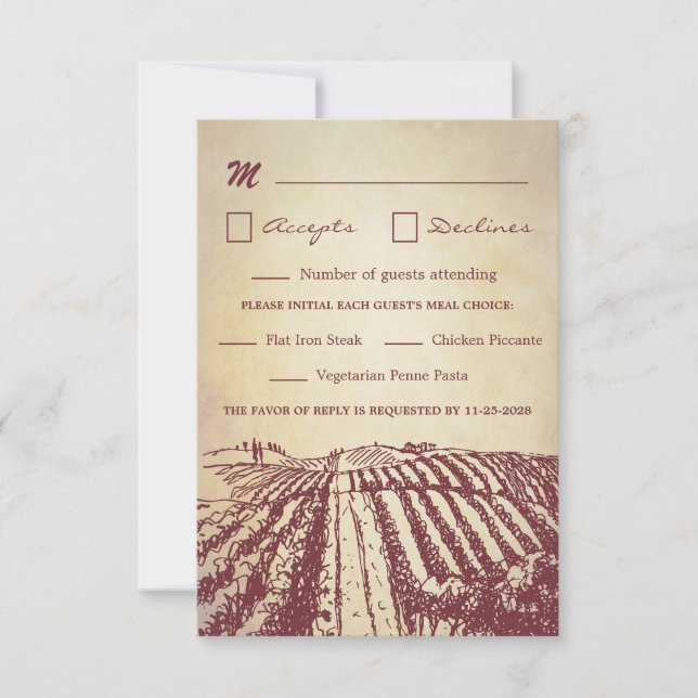 Vignoble toscan Vignoble Mariage RSVP Cartes (Devant)