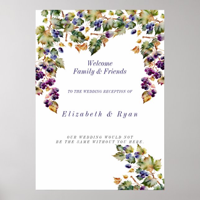 Vignoble Vineyard Mariage Welcome Poster (Devant)