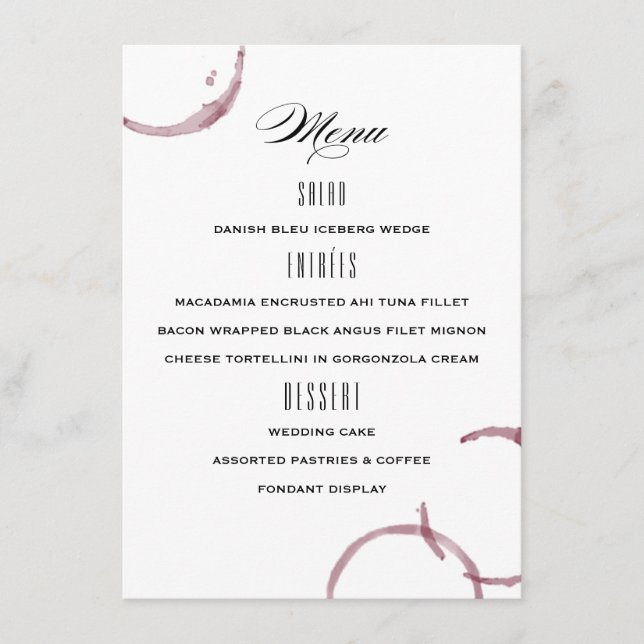 Vignobles Vignobles Menu Mariage (Devant)