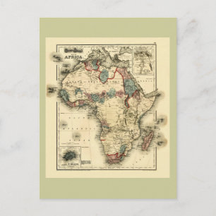 Viintage 1874 Carte de l'Afrique Antique africaine