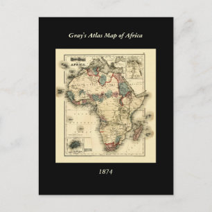 Viintage 1874 Carte de l'Afrique Antique africaine