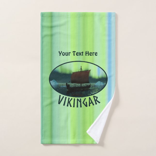 Viking Navire Et Lumières Du Nord (Serviette à main)