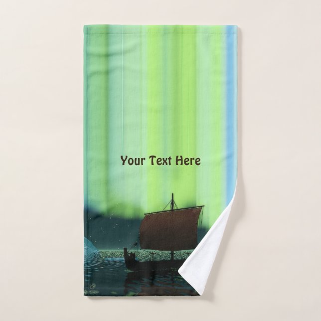 Viking Navire Et Lumières Du Nord (Serviette à main)