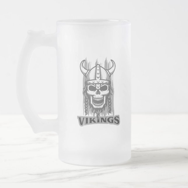 Viking Skeleton Beer Mug - Design en verre dépoli (Gauche)