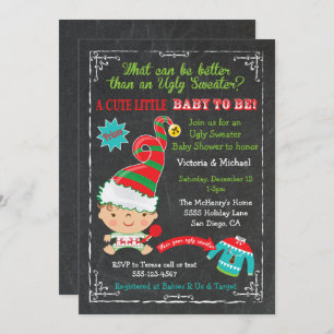 Vilain pull de Noël Baby Shower Invitations