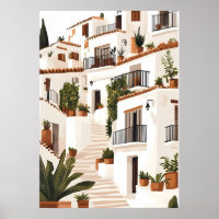 Village blanc d'Andalousie Espagne Art mural côtie