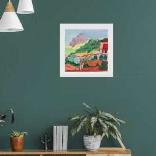 Village coloré sur une colline - Impression d'art
