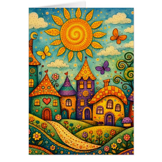 Village de Conte de Fées Fantaisiste sur Toile Col (Devant)