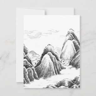 Village de montagne - encre