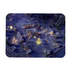 Village de montagne Magnet flexible Noël