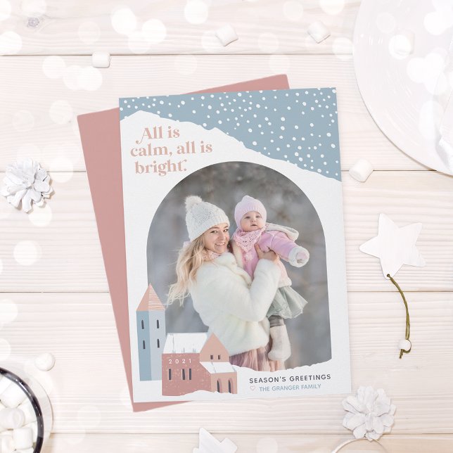 Village de neige | Carte de vacances photo (Créateur téléchargé)