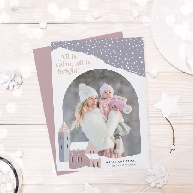 Village de neige | Carte de vacances photo (Créateur téléchargé)